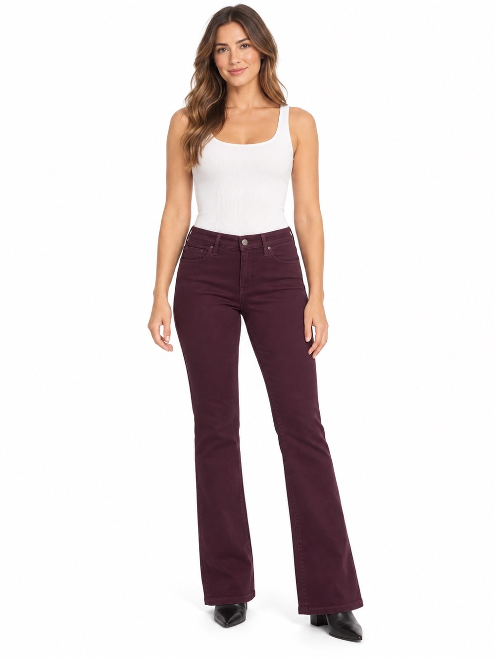 NWT High-Rise Flare Jeans in Deep Plum - 1109
